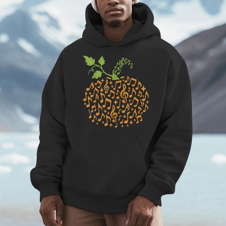 Pumpkin Music Notes Fall Teacher Autumn Halloween Men Hoodie, funny design