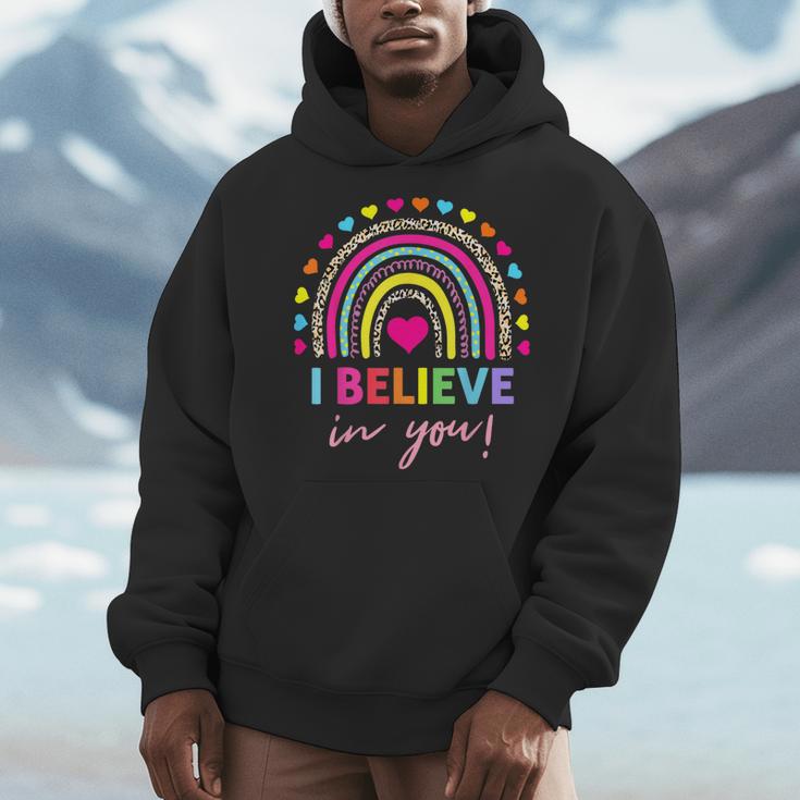 Rainbow I Believe In You Teacher Testing Day Men Hoodie, funny design Rainbow I Believe In You Teacher Testing Day Men Hoodie, funny design