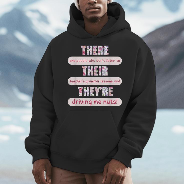 There Their They'Re Teacher English Grammar Police Men Hoodie, English Teacher Gifts, funny design