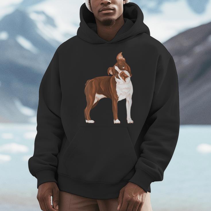 Red Boston Terrier Dog Men Hoodie, funny design