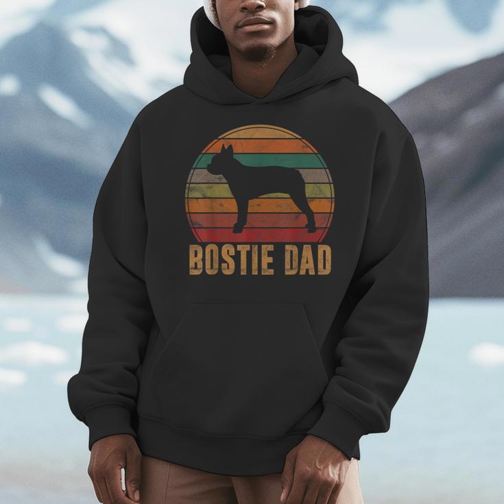Retro Boston Terrier Dad Dog Owner Pet Bostie Father Men Hoodie, Couple Gifts, Boston Terrier Dad Gifts, funny design
