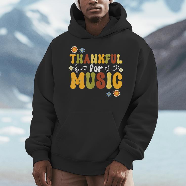 Retro Thankful For Music Floral Music Teacher Thanksgiving Men Women Men Hoodie, funny design
