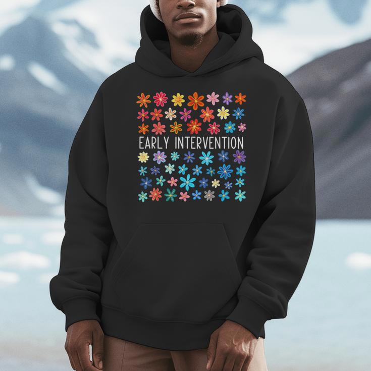 Retro Wildflower Early Intervention Teacher Interventionist Men Hoodie, funny design