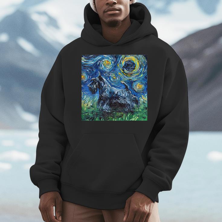 Scottish Terrier Starry Night Scotty Dog Art By Aja Men Hoodie, funny design