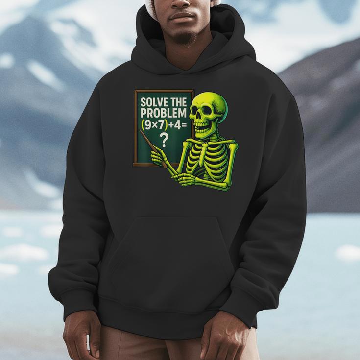 Solve The Problem Skeleton Teacher Halloween Math Six Seven Men Hoodie, funny design