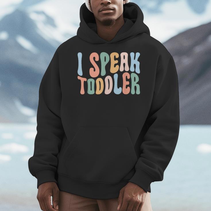 I Speak Toddler Teacher Pre School Back To School First Day Men Hoodie, funny design