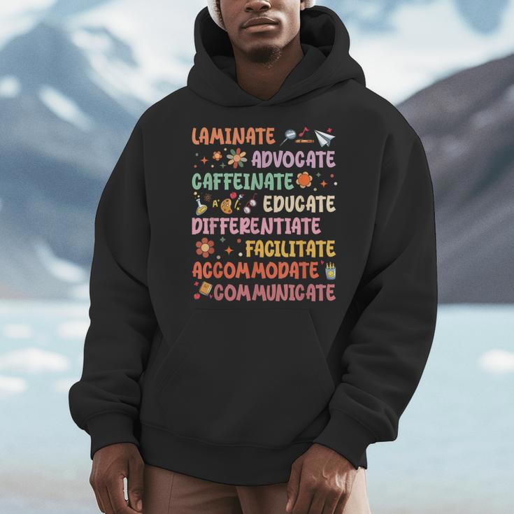 SPED Caffeinate Advocate Laminate Educate Teacher Facilitate For Men Women Men Hoodie, funny design