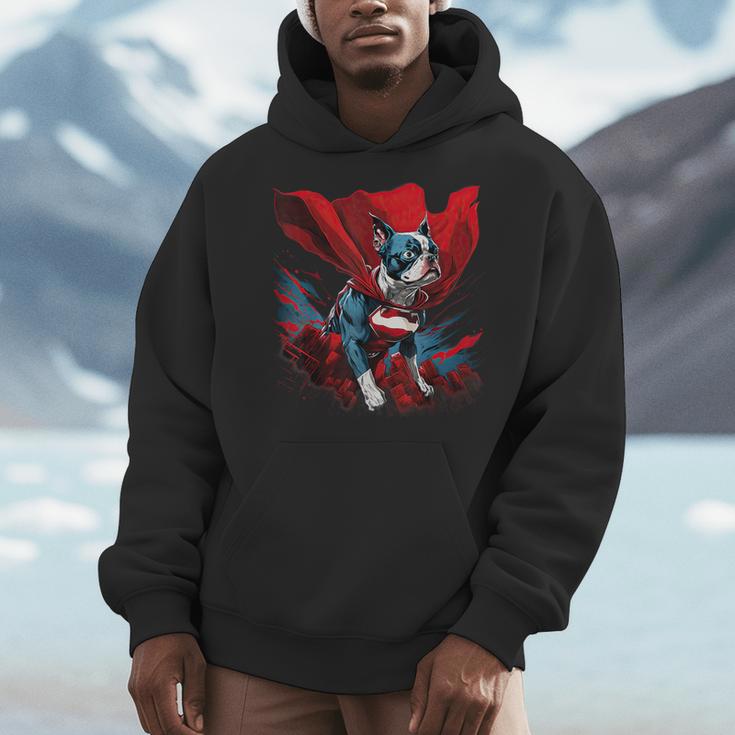 Super Power Superhero Boston Terrier Dog For Men Women Kids Men Hoodie, funny design