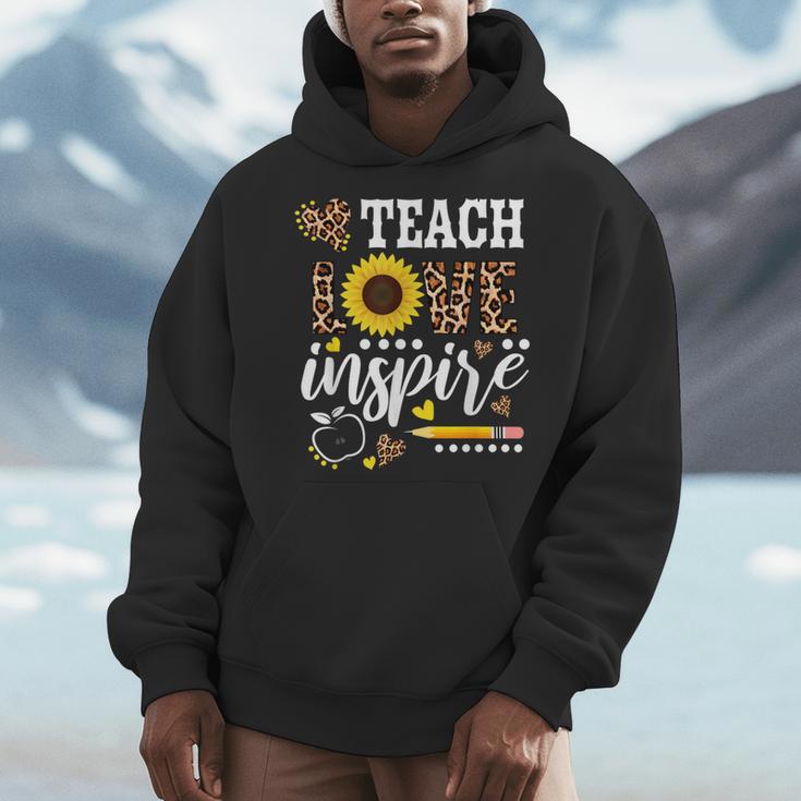 TEACH LOVE INSPIRE Teacher Sunflower Appreciation Men Hoodie, funny design TEACH LOVE INSPIRE Teacher Sunflower Appreciation Men Hoodie, funny design