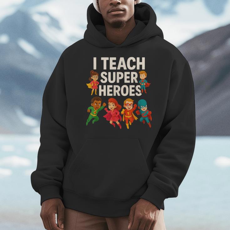 I Teach Super Heroes Teacher Men Hoodie, Super Teacher Gifts, funny design