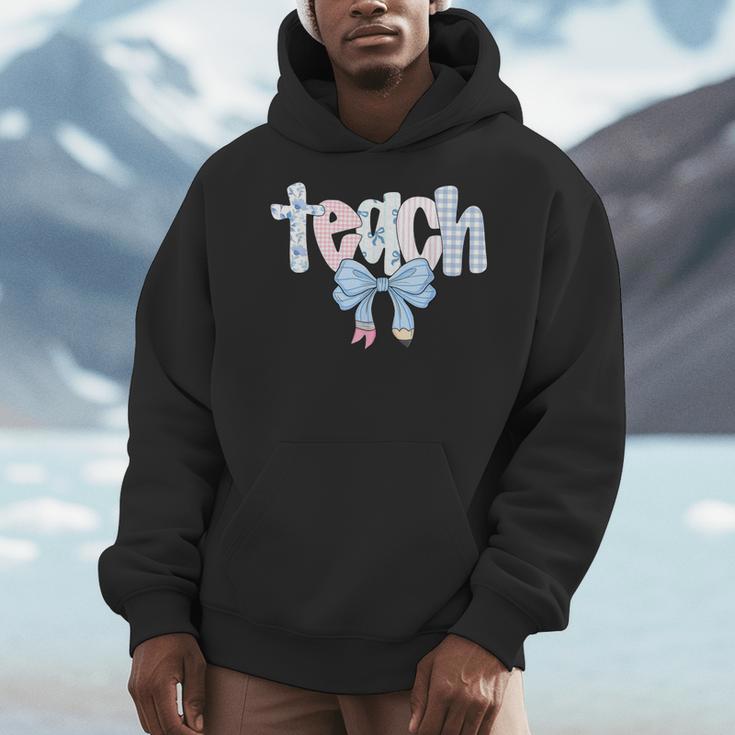 Teach Teacher Coquette Bow Pencil Back To School First Day Men Hoodie, funny design Teach Teacher Coquette Bow Pencil Back To School First Day Men Hoodie, funny design