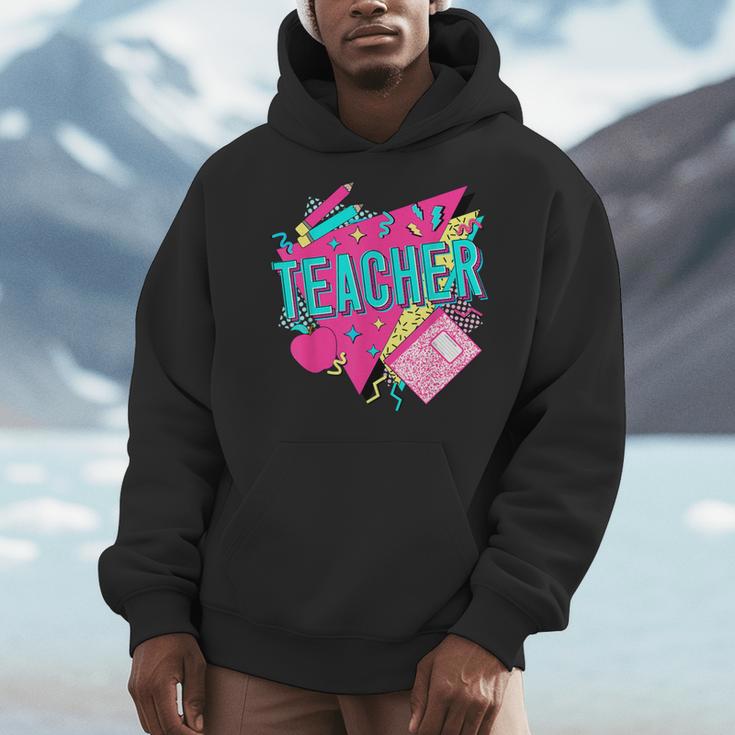 Teacher 90s Retro Colorful Teacher Of The 90s Back To School Men Hoodie, 90s Teacher Gifts, funny design