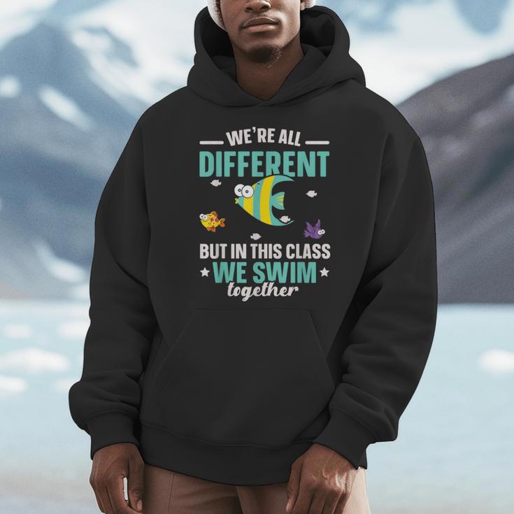 Teacher We All Different But In This Class We Swim Together Men Hoodie, funny design