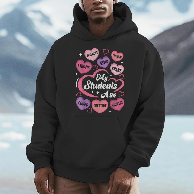Teacher Positive Affirmations Candy Heart Valentine's Day Men Hoodie, funny design Teacher Positive Affirmations Candy Heart Valentine's Day Men Hoodie, funny design
