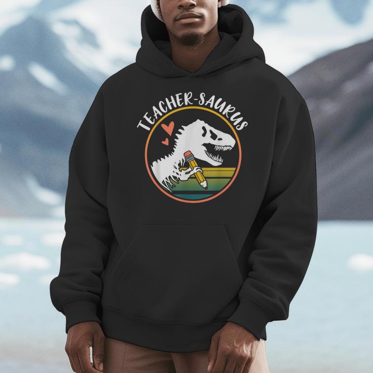 Teacher-Saurus Dinosaur Teacher Design T-Rex Design Men Hoodie, funny design