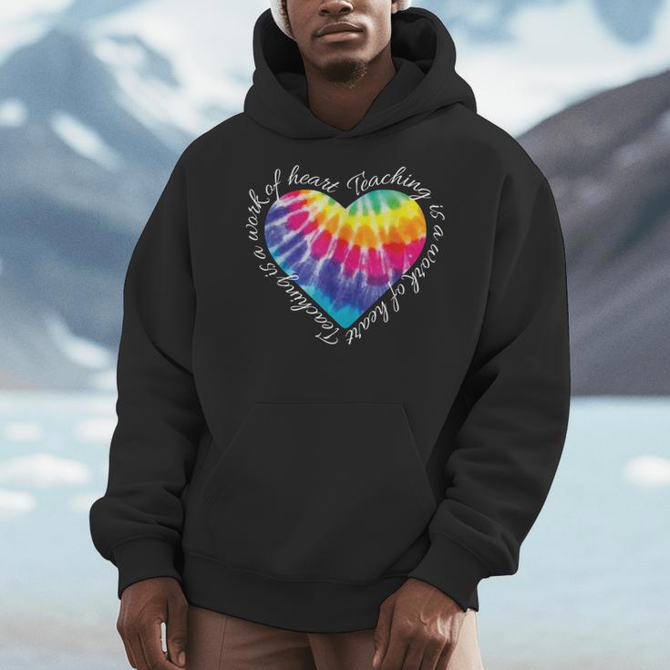 Teaching Is a Work Of Heart Tie Dye Hippie For Teacher For Men Women Girls Kids Men Hoodie, funny design