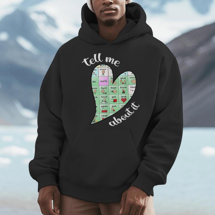 Tell Me About It Speech Pathology Aac Sped Teacher Men Hoodie, funny design