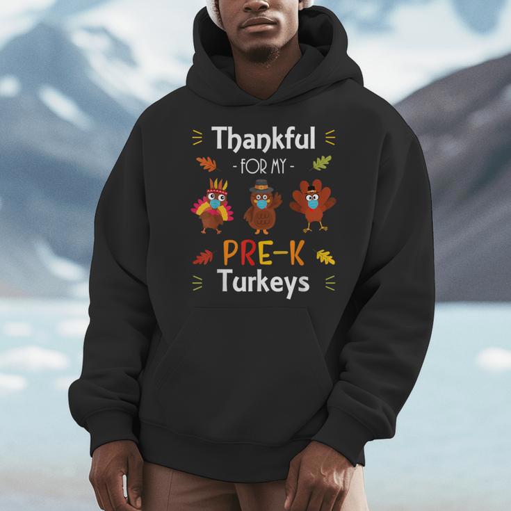 Thankful For My Prek Turkeys In Masks Thanksgiving Teacher For Men Women Men Hoodie, funny design