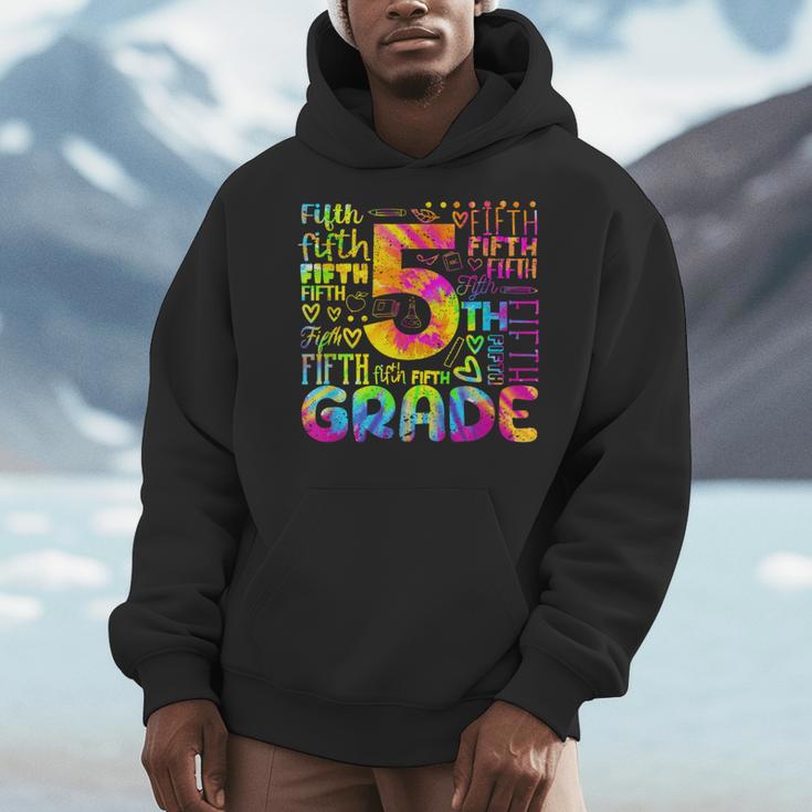 Tie Dye 5th Grade Typography Team Fifth Grade Teacher For Men Women Girls Kids Men Hoodie, funny design