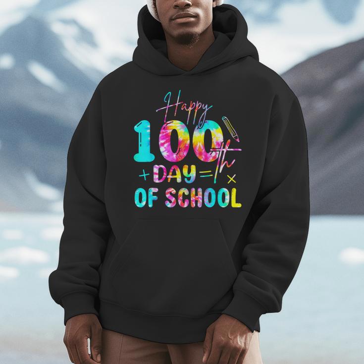 Tie Dye Happy 100th Day Of School Teacher Student 100 Days Men Hoodie, funny design