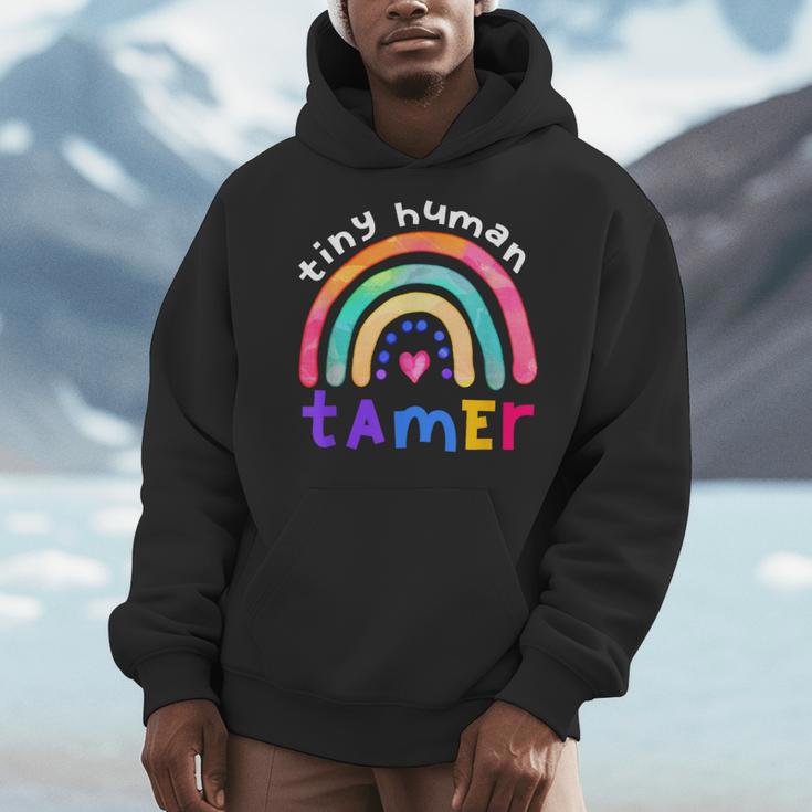 Tiny Human Tamer Watercolor Rainbow Daycare Teacher Men Hoodie, funny design Tiny Human Tamer Watercolor Rainbow Daycare Teacher Men Hoodie, funny design