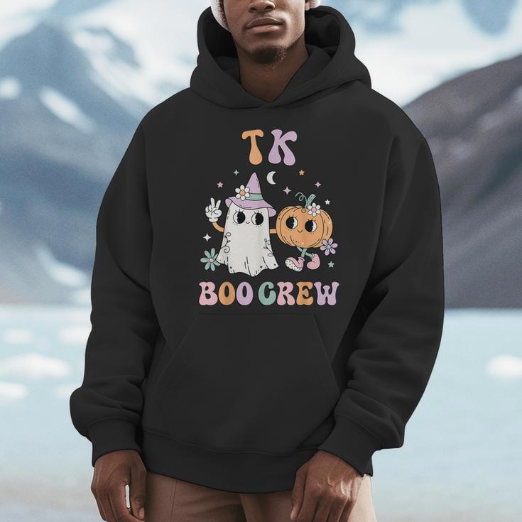 TK Boo Crew Retro Groovy Halloween Floral Ghost TK Teacher Men Women Kids Men Hoodie, Groovy Teacher Gifts, funny design