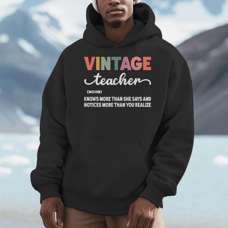 Vintage Teacher Knows More Than She Says Outfit Definition Men Hoodie, funny design Vintage Teacher Knows More Than She Says Outfit Definition Men Hoodie, funny design