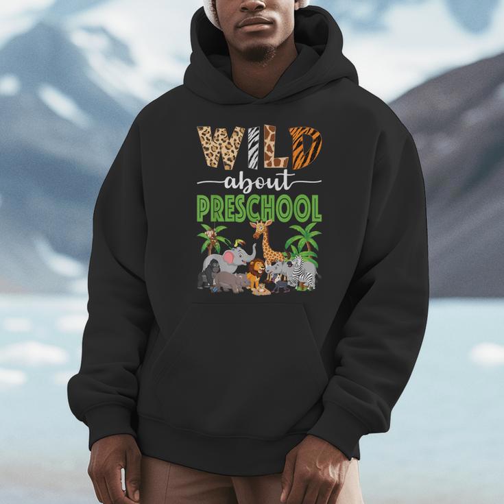 Wild About Preschool Teacher Student Preschool Zoo Safari Men Hoodie, funny design