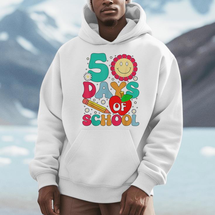 50 Days Of School Teacher Happy 50th Day Of School Kids Men Hoodie, funny design