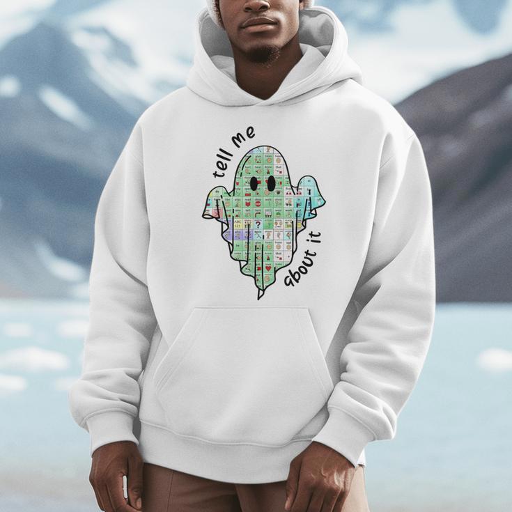 AAC Ghost Tell Me About It Speech Pathology AAC Sped Teacher Men Hoodie, funny design