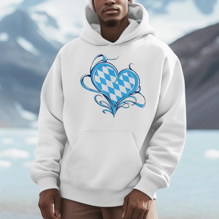 Bavarian Flag As Heart Blue Diamond Bavaria Men Hoodie, funny design