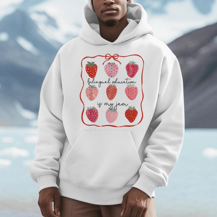Bilingual Education Is My Jam Strawberry Spanish Teacher Men Hoodie, funny design Bilingual Education Is My Jam Strawberry Spanish Teacher Men Hoodie, funny design