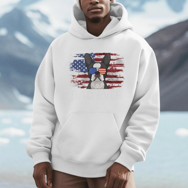 Boston Terrier Dad American Flag 4th Of July Dog Fathers Day Men Hoodie, Couple Gifts, Boston Terrier Dad Gifts, American Boston Terrier Gifts, Boston Terrier 4th Of July Gifts, funny design