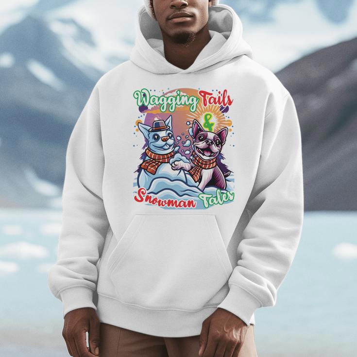 Boston Terrier Dog Christmas Snowman Winter Snow Men Hoodie, Boston Terrier Christmas Gifts, funny design