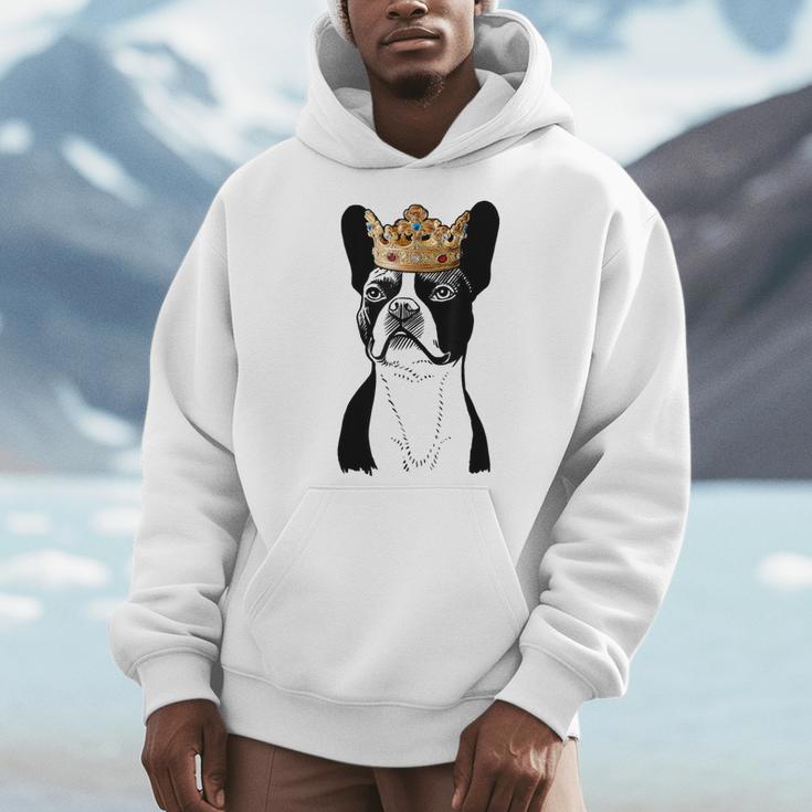 Boston Terrier Dog Wearing Crown For Men Women Girls Kids Men Hoodie, funny design