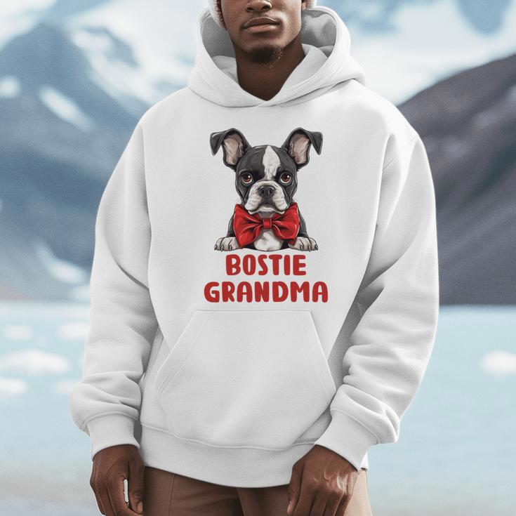 Boston Terrier Grandma Dog Lovers Puppy Bostie Owner Men Hoodie, funny design