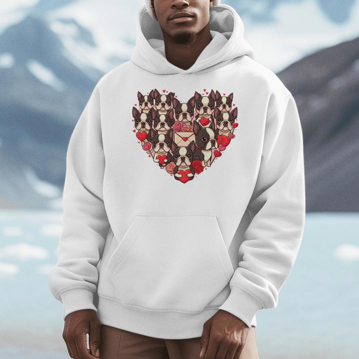 Boston Terrier Heart Valentine Boston Terrier Men Hoodie, funny design