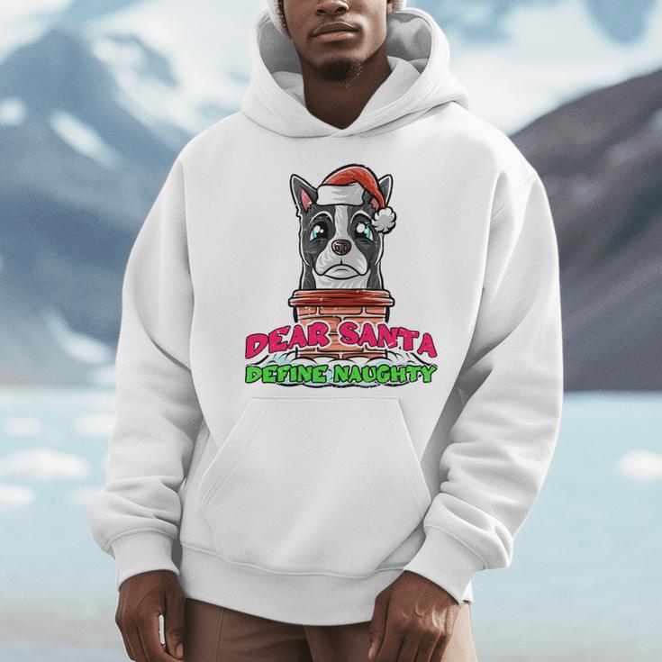 Boston Terrier Santa Claus Christmas Dog Men Hoodie, Boston Terrier Christmas Gifts, funny design