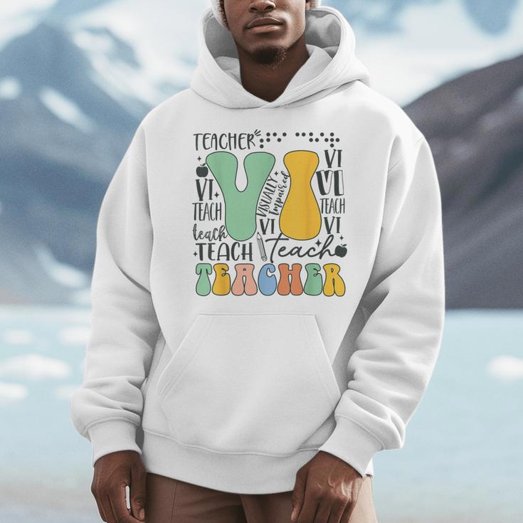 Braille Teacher Of The Visually Impaired Groovy VI Teacher Men Hoodie, Groovy Teacher Gifts, funny design Braille Teacher Of The Visually Impaired Groovy VI Teacher Men Hoodie, Groovy Teacher Gifts, funny design