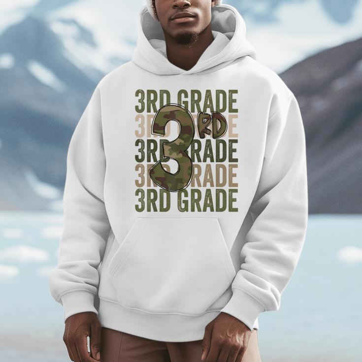 Camo Team 3rd Grade Squad Back To School Teacher Kids Boys Men Hoodie, funny design