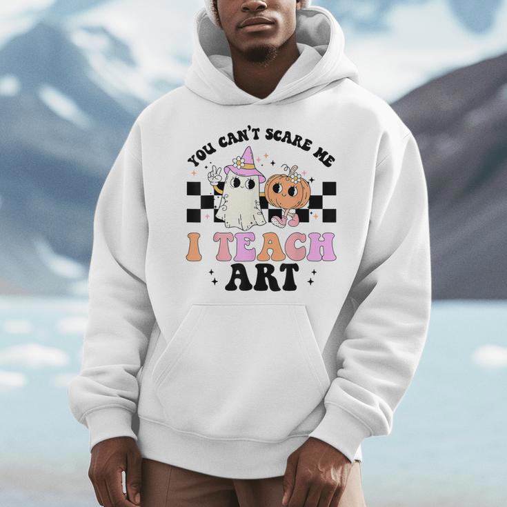 You Can't Scare Me I Teach Art Retro Teacher Ghost Halloween Men Hoodie, funny design