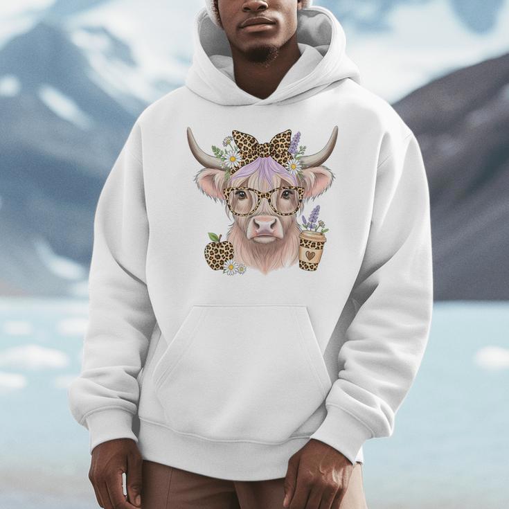 Cute Floral Highland Cow Back To School For Women Teacher Men Hoodie, funny design