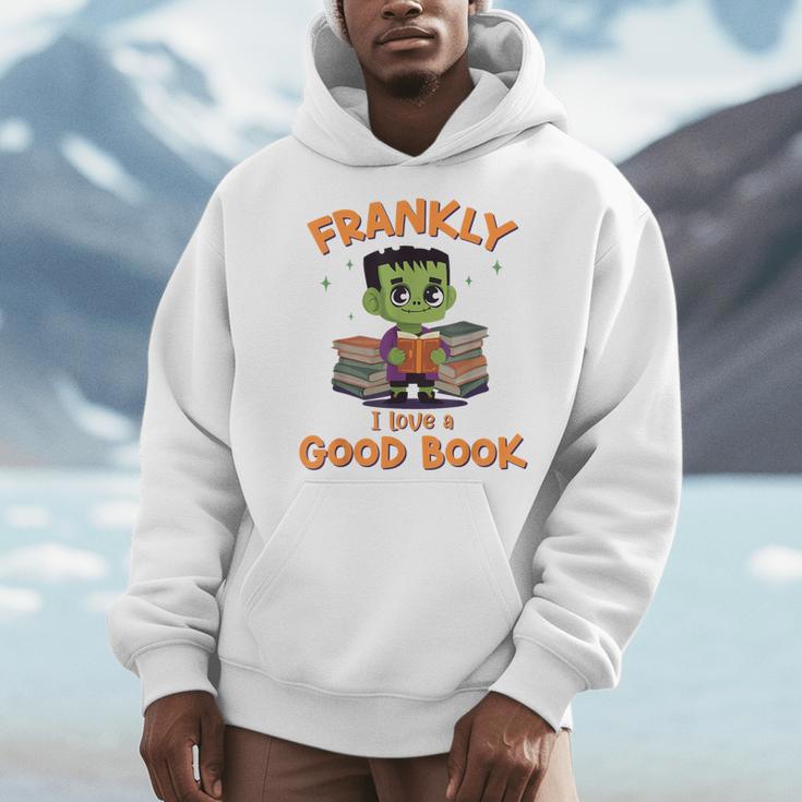 Cute Halloween Teacher Librarian Frankenstein Reading Books Men Hoodie, funny design