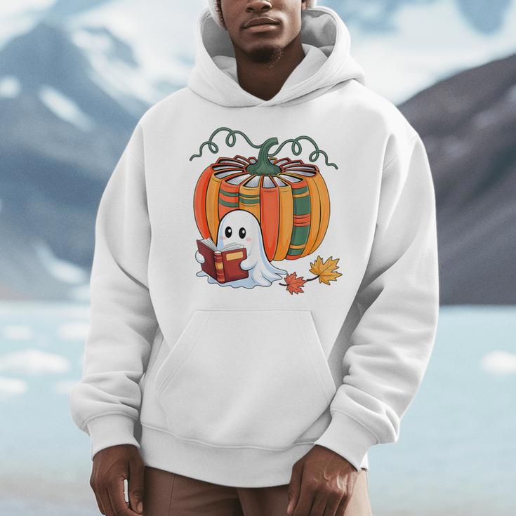 Fall Book Pumpkin Books Ghost Reading Halloween Teacher Men Hoodie, funny design Fall Book Pumpkin Books Ghost Reading Halloween Teacher Men Hoodie, funny design