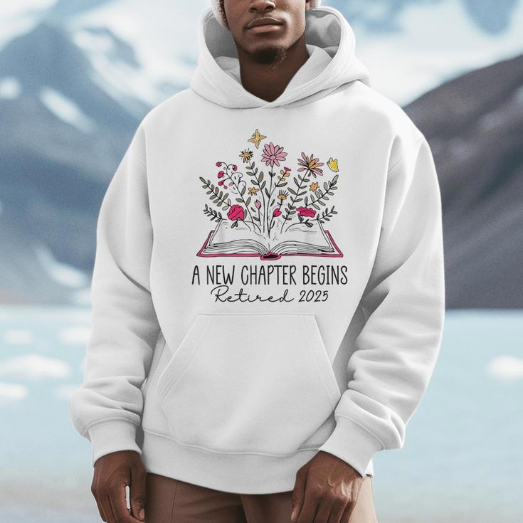 Floral Book a New Chapter Begins Retired Retirement Teacher Men Hoodie, funny design Floral Book a New Chapter Begins Retired Retirement Teacher Men Hoodie, funny design