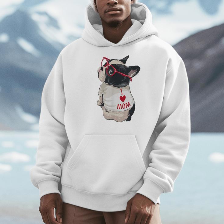 Girls I Heart Mom Love Mama Boston Terrier Dog Lover Men Hoodie, Couple Gifts, Mom Gifts, Boston Terrier Mom Gifts, funny design