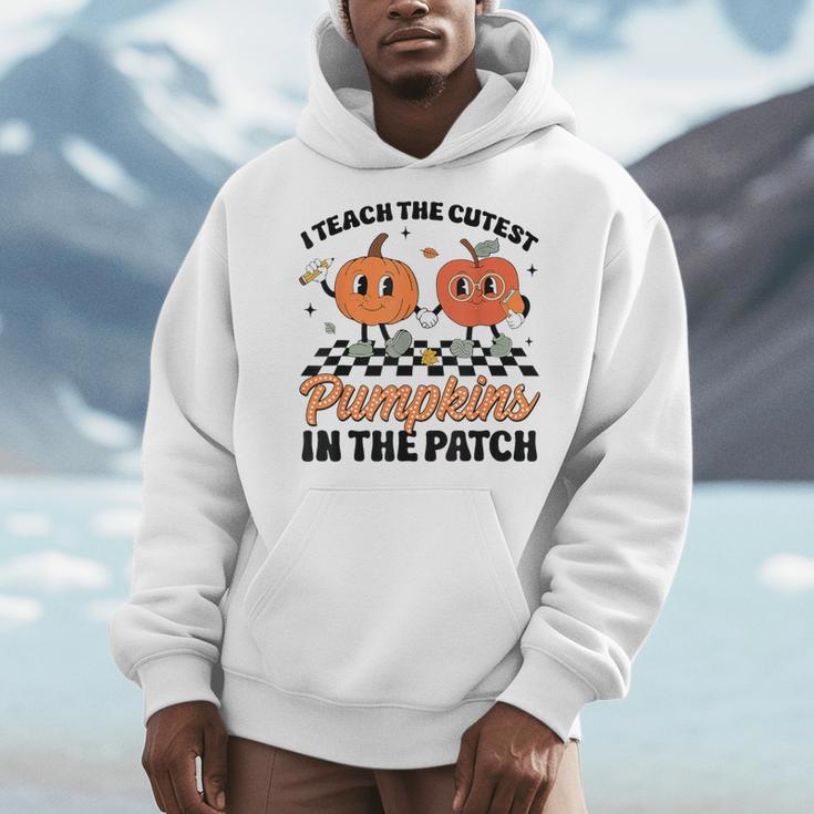 Groovy I Teach The Cutest Pumpkins In The Patch For Teacher Men Hoodie, Groovy Teacher Gifts, funny design Groovy I Teach The Cutest Pumpkins In The Patch For Teacher Men Hoodie, Groovy Teacher Gifts, funny design