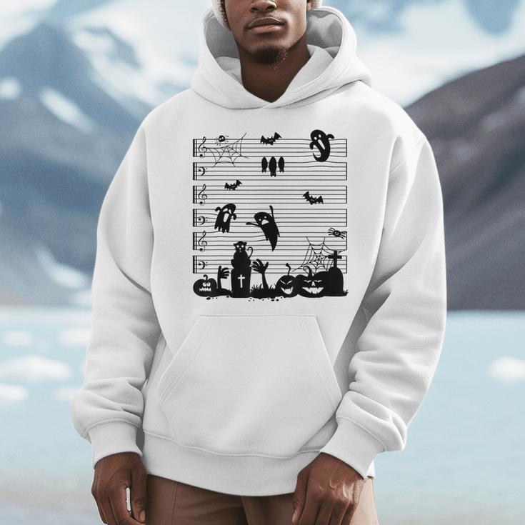 Halloween Music Note Clefs Spooky Ghost For Music Teacher Men Hoodie, funny design