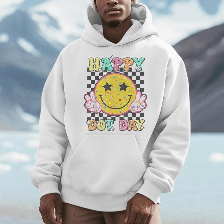 Happy Dot Day Hippie Flowers Smile Face Groovy Teacher Kids Men Hoodie, Groovy Teacher Gifts, funny design Happy Dot Day Hippie Flowers Smile Face Groovy Teacher Kids Men Hoodie, Groovy Teacher Gifts, funny design