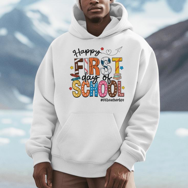 Happy First Day Of School PE Teacher Life Back To School Men Hoodie, Pe Teacher Gifts, funny design